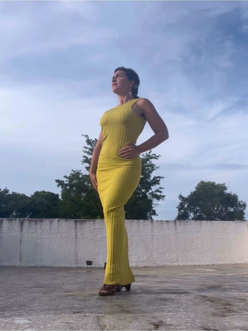 Simon Miller Sleeveless Ribbed Maxi Dress in Yellow (maybe chartreuse)